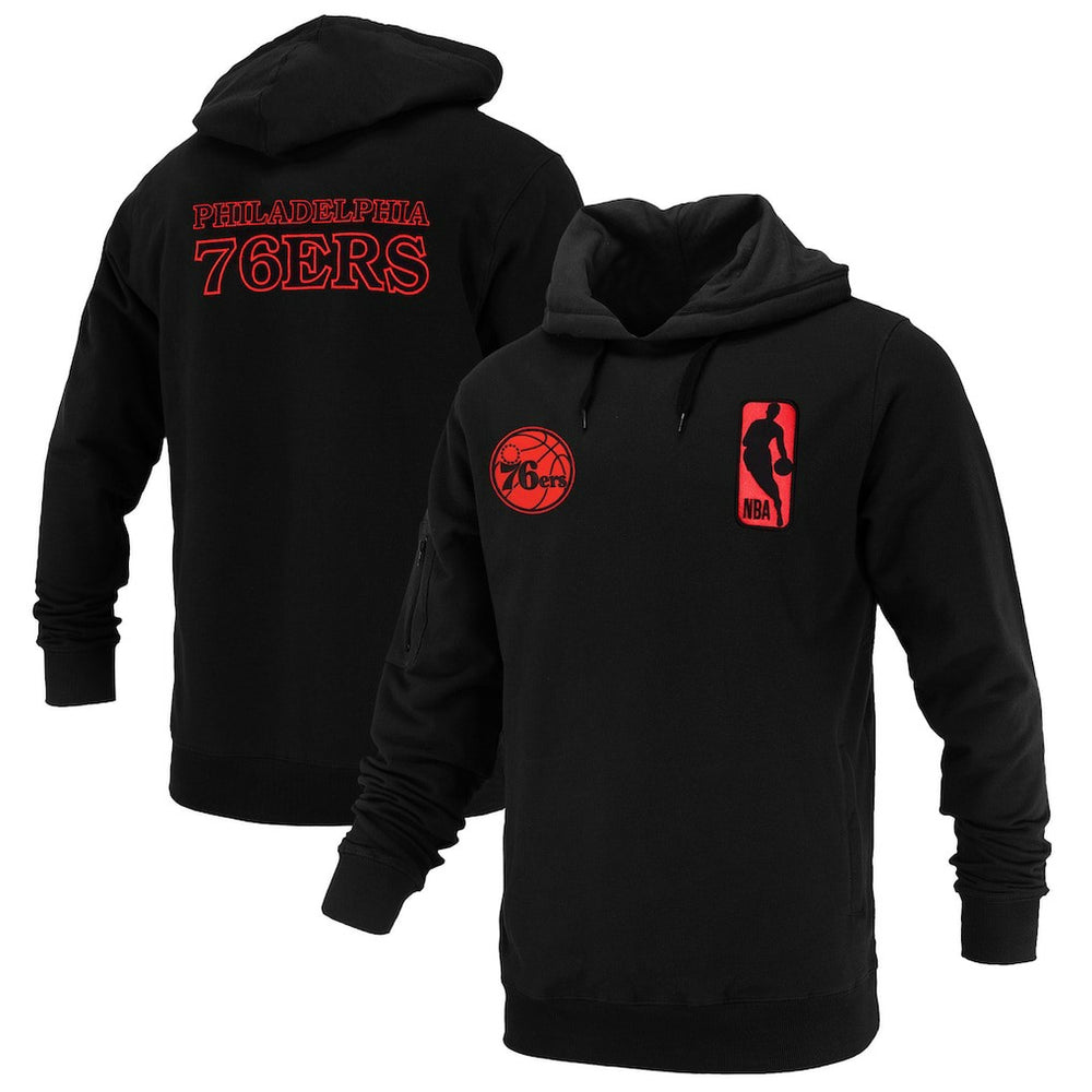 Black Philadelphia 76ers FISLL Unisex Logoman Shadow Collection Pullover Hoodie | NBA