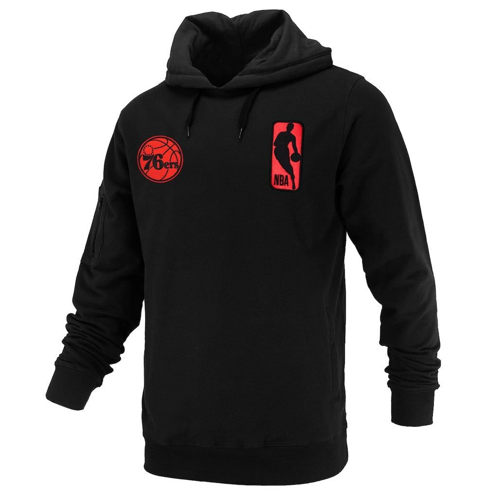 Black Philadelphia 76ers FISLL Unisex Logoman Shadow Collection Pullover Hoodie | NBA