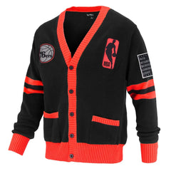 Black Philadelphia 76ers FISLL Unisex Logoman Shadow Collection Full-Button Cardigan Sweater | NBA