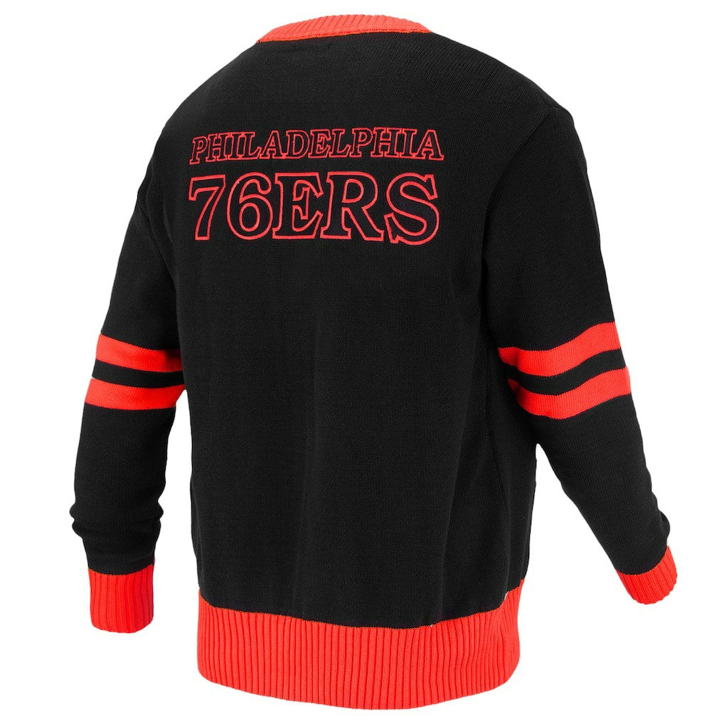Black Philadelphia 76ers FISLL Unisex Logoman Shadow Collection Full-Button Cardigan Sweater | NBA
