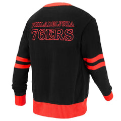Black Philadelphia 76ers FISLL Unisex Logoman Shadow Collection Full-Button Cardigan Sweater | NBA