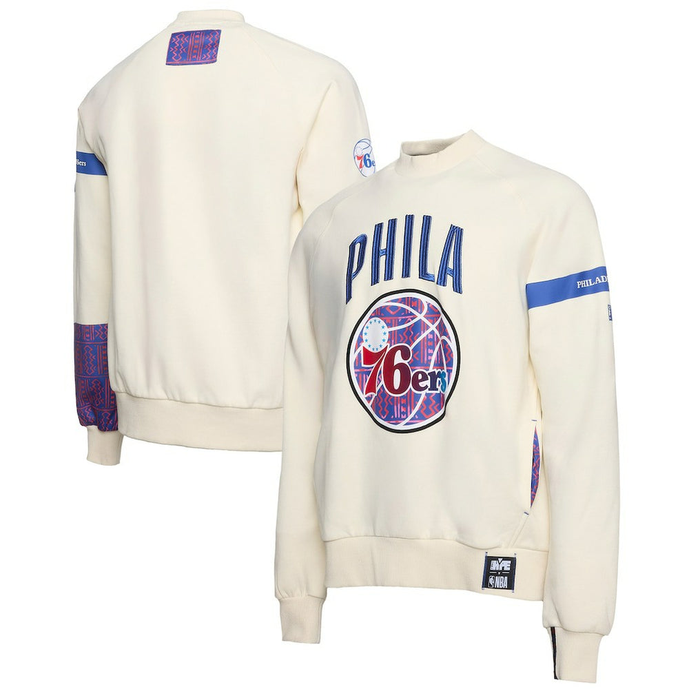 Cream Philadelphia 76ers NBA x Two Hype Culture & Hoops Collection Premium Pullover Sweatshirt - Cream cheap | NBA