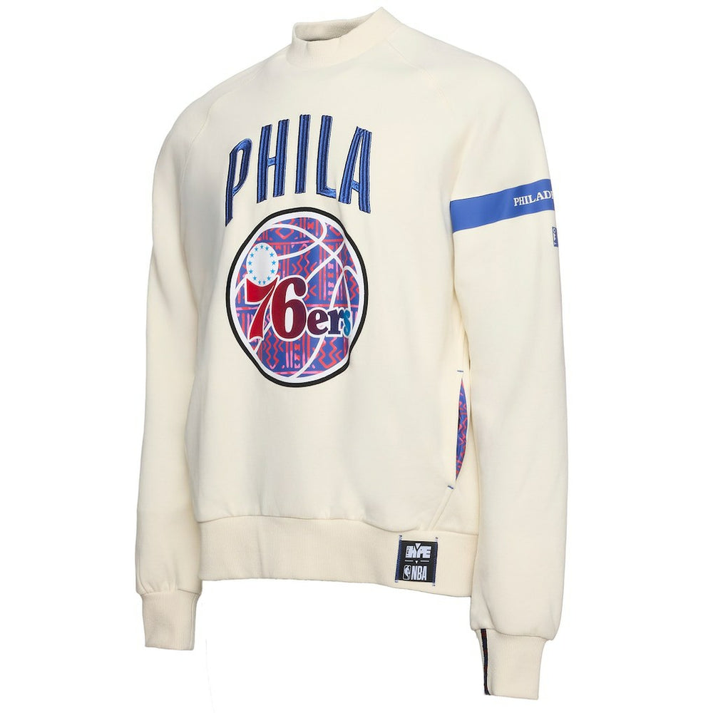 Cream Philadelphia 76ers NBA x Two Hype Culture & Hoops Collection Premium Pullover Sweatshirt - Cream cheap | NBA