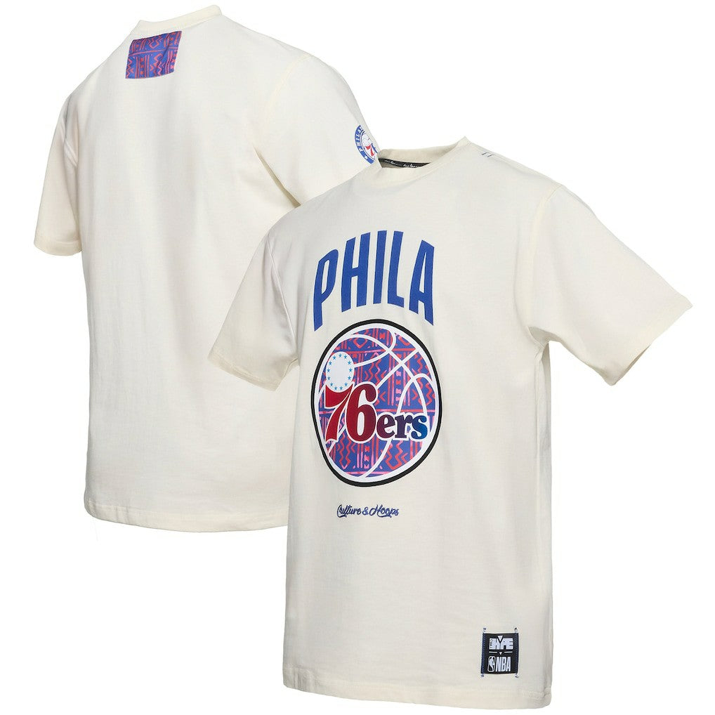 Cream Philadelphia 76ers NBA x Two Hype Culture & Hoops Collection Premium T-Shirt - Cream online | NBA