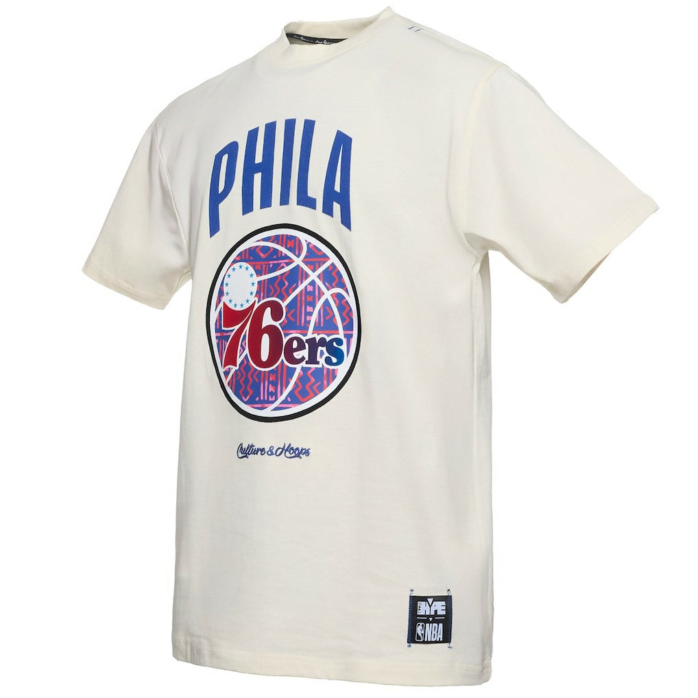 Cream Philadelphia 76ers NBA x Two Hype Culture & Hoops Collection Premium T-Shirt - Cream online | NBA