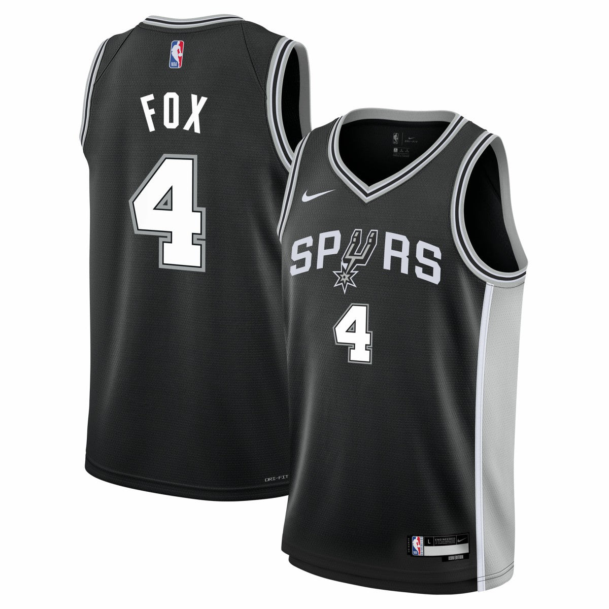 Black De'Aaron Fox San Antonio Spurs Youth Swingman Jersey | NBA
