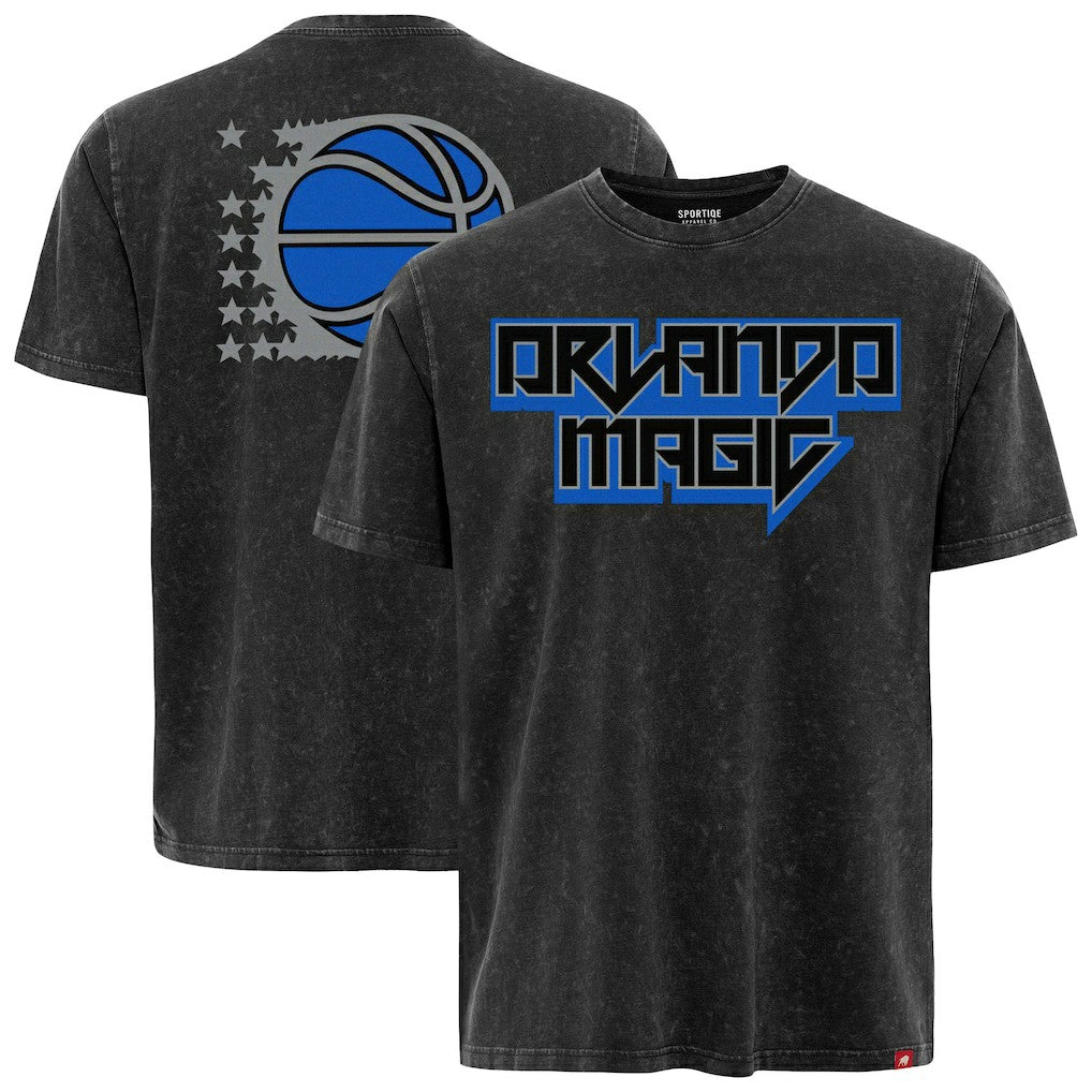 Black Orlando Magic Sportiqe Unisex Rock & Roll Collection Angus Premium Mineral Wash T-Shirt | NBA