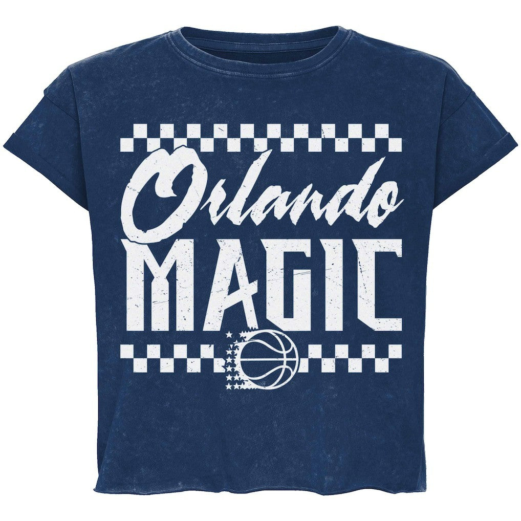 Blue Orlando Magic Sportiqe Unisex Rock & Roll Collection Gwen Premium Mineral Wash Cropped T-Shirt | NBA