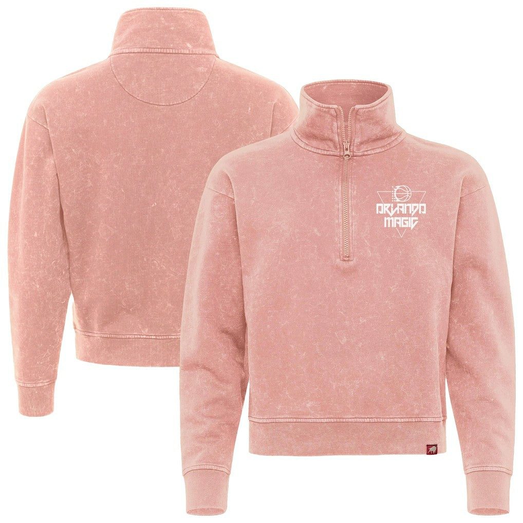 Coral Orlando Magic Sportiqe Unisex Rock & Roll Collection Iggy Cropped Quarter-Zip Pullover | NBA