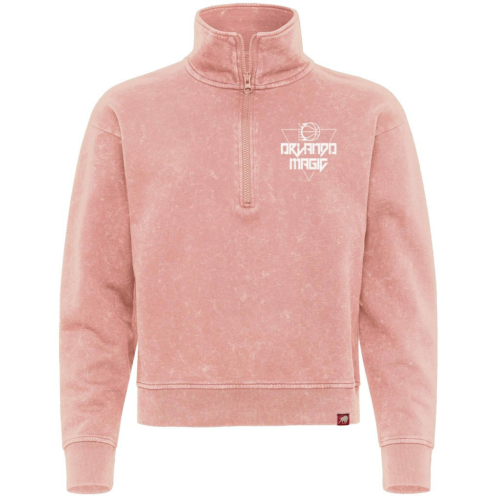 Coral Orlando Magic Sportiqe Unisex Rock & Roll Collection Iggy Cropped Quarter-Zip Pullover | NBA