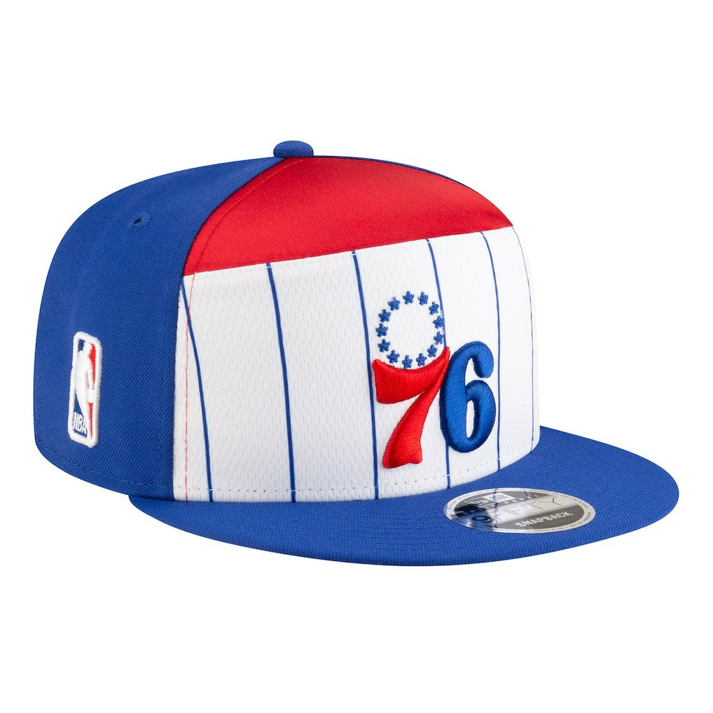 White/Blue Philadelphia 76ers Youth 2025 NBA Tip Off Split Panel 9FIFTY Snapback Hat | NBA