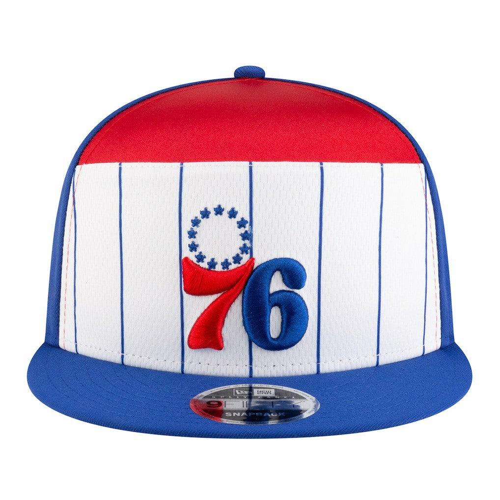 White/Blue Philadelphia 76ers Youth 2025 NBA Tip Off Split Panel 9FIFTY Snapback Hat | NBA