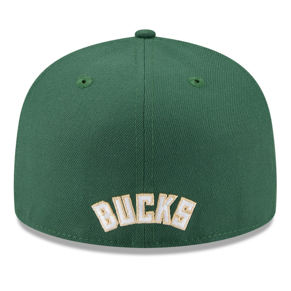 White/Hunter Green Milwaukee Bucks 2025 NBA Tip Off Split Panel 59FIFTY Fitted Hat | NBA