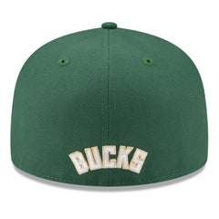 White/Hunter Green Milwaukee Bucks 2025 NBA Tip Off Split Panel 59FIFTY Fitted Hat | NBA