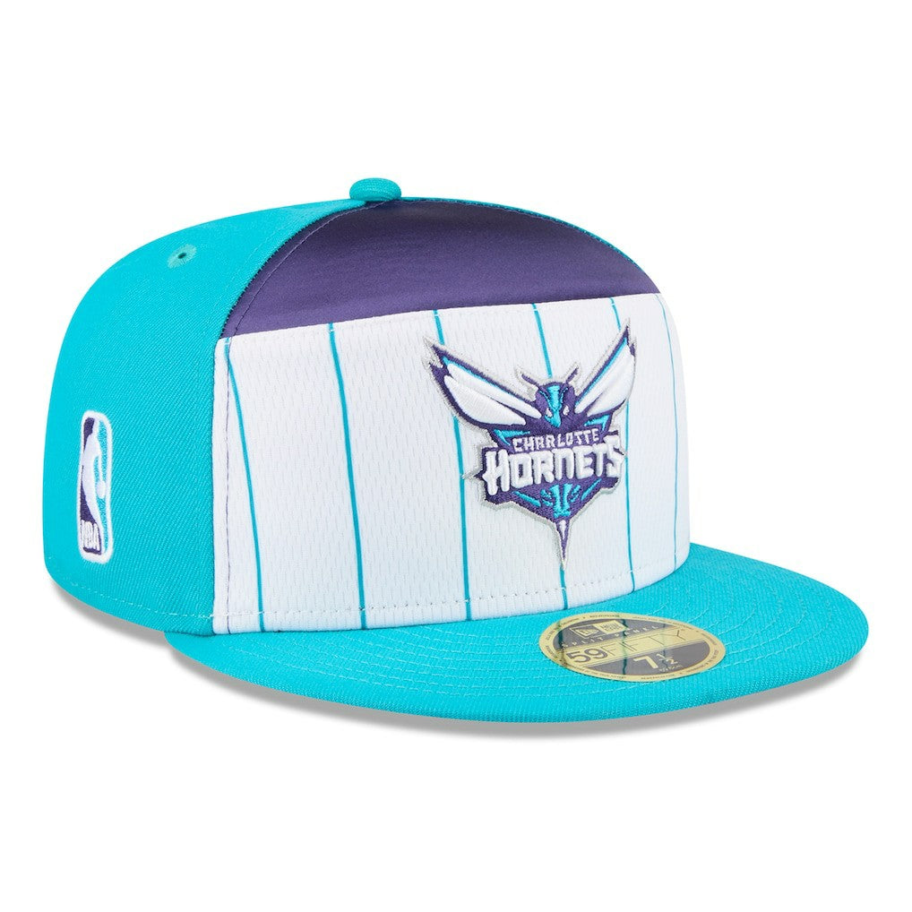 White/Teal Charlotte Hornets 2025 NBA Tip Off Split Panel 59FIFTY Fitted Hat | NBA