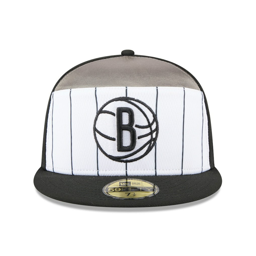 White/Black Brooklyn Nets 2025 NBA Tip Off Split Panel 59FIFTY Fitted Hat | NBA