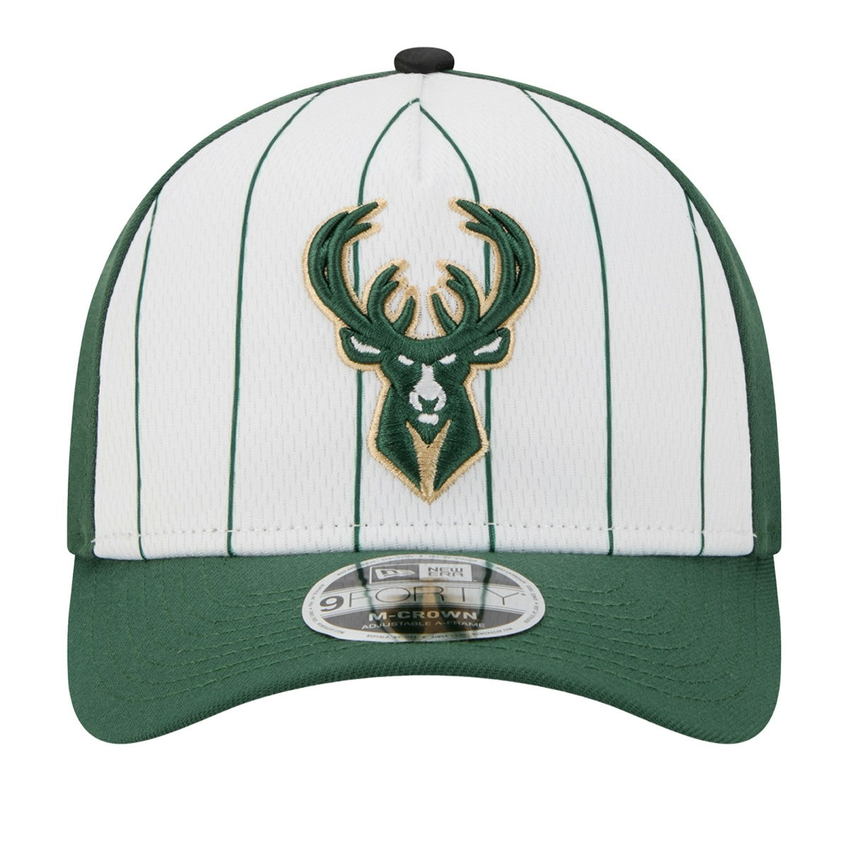 White/Hunter Green Milwaukee Bucks 2025 NBA Tip Off M-Crown A-Frame 9FORTY Adjustable Hat | NBA