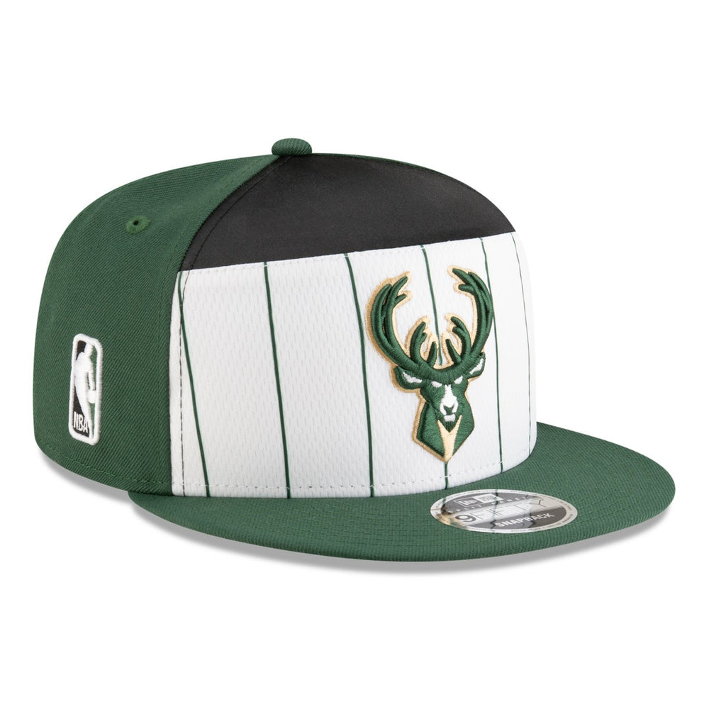 White/Hunter Green Milwaukee Bucks 2025 NBA Tip Off Split Panel 9FIFTY Snapback Hat | NBA