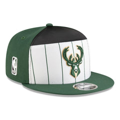White/Hunter Green Milwaukee Bucks 2025 NBA Tip Off Split Panel 9FIFTY Snapback Hat | NBA