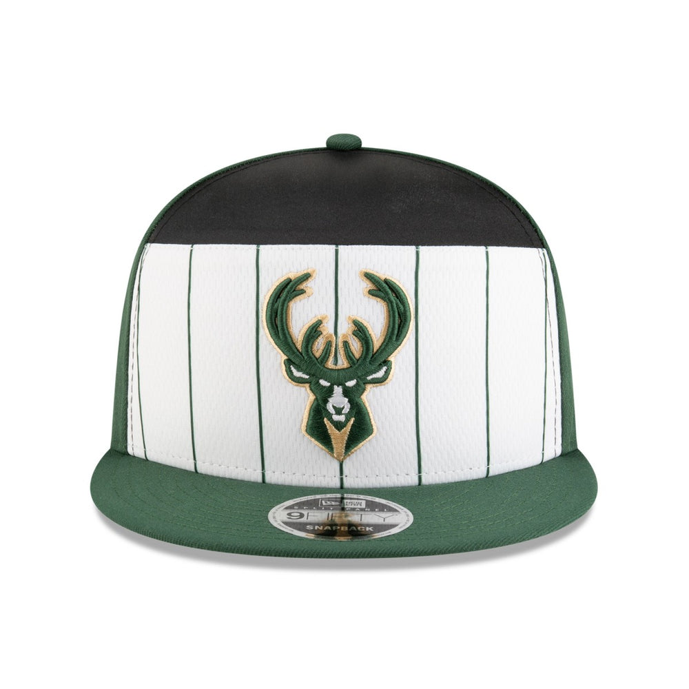 White/Hunter Green Milwaukee Bucks 2025 NBA Tip Off Split Panel 9FIFTY Snapback Hat | NBA
