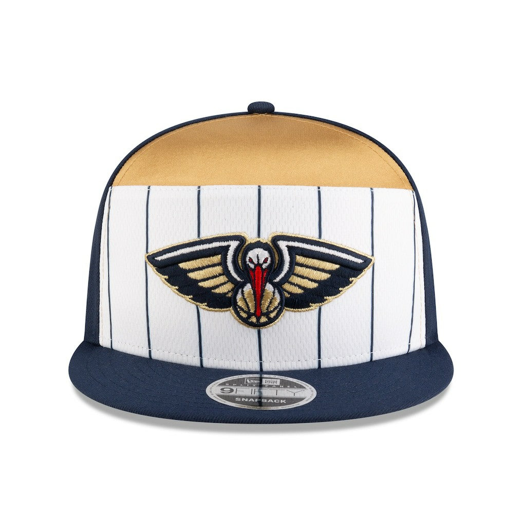 White/Navy New Orleans Pelicans 2025 NBA Tip Off Split Panel 9FIFTY Snapback Hat | NBA