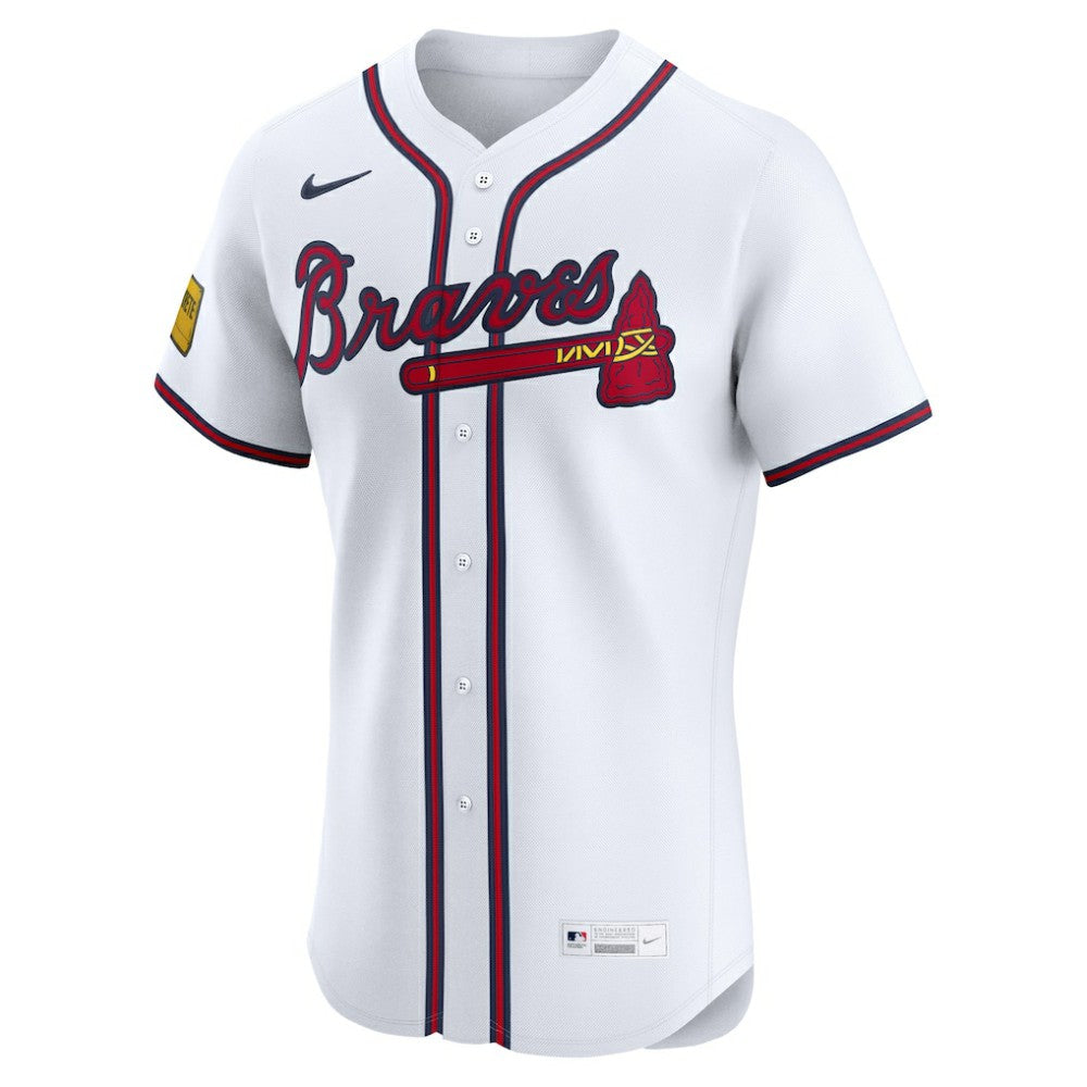 Atlanta Braves Nike Home Elite Sponsor Patch Custom Jersey - MLB Jerseys