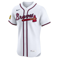 Atlanta Braves Nike Home Elite Sponsor Patch Custom Jersey - MLB Jerseys