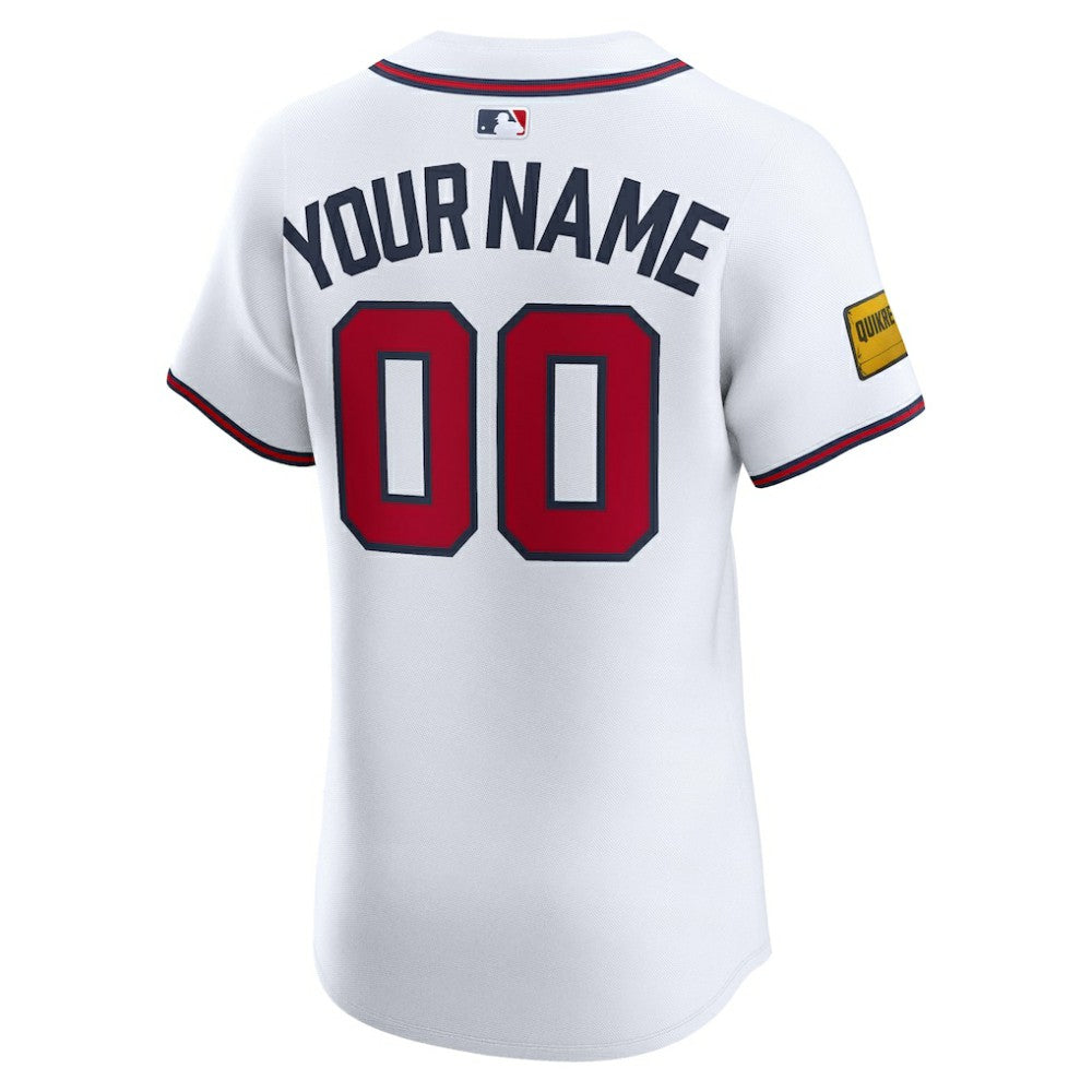 Atlanta Braves Nike Home Elite Sponsor Patch Custom Jersey - MLB Jerseys