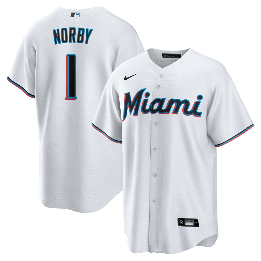 Connor Norby Miami Marlins Nike Home Replica Jersey - MLB Jerseys