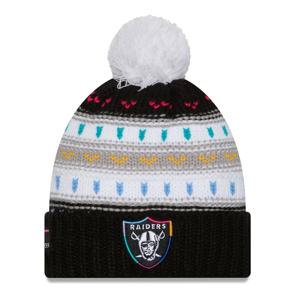 Las Vegas Raiders Women's 2025 NFL Crucial Catch Cuffed Knit Hat with Pom | NFL Discount