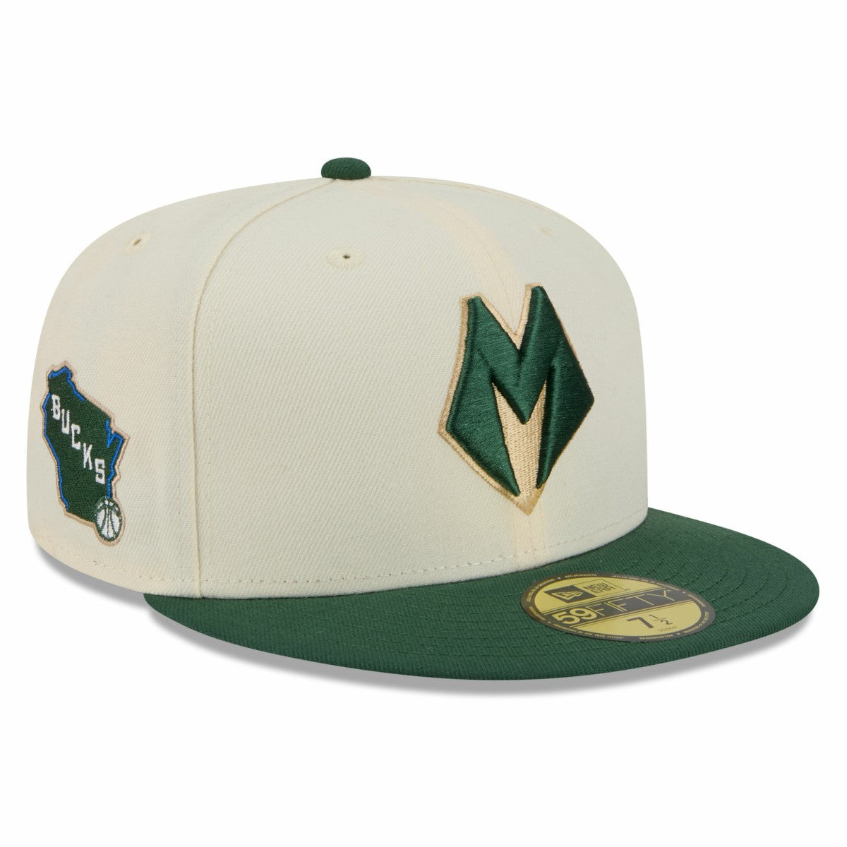 Cream/Hunter Green Milwaukee Bucks 2025/26 City Edition 59FIFTY Fitted Hat | NBA