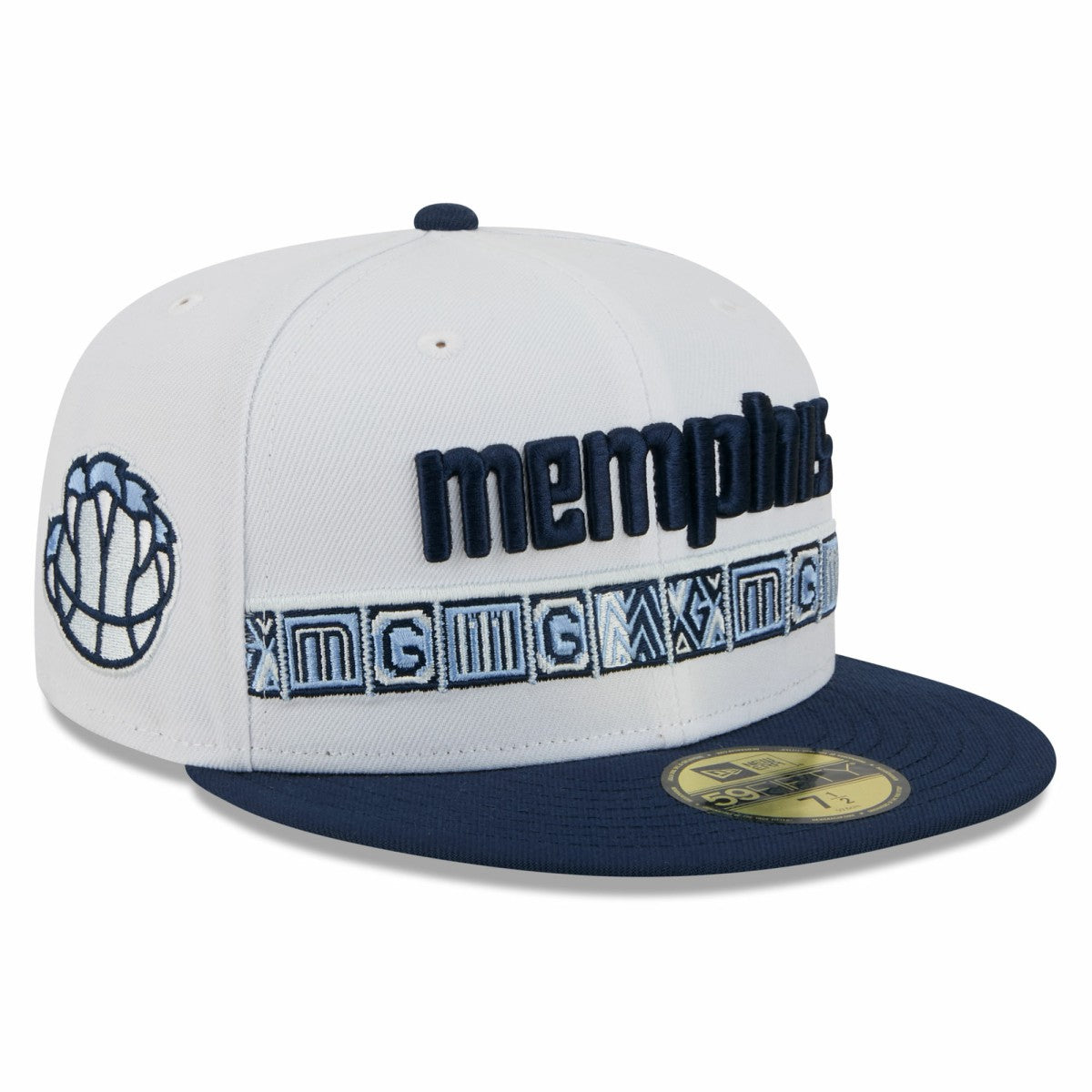 White/Navy Memphis Grizzlies 2025/26 City Edition 59FIFTY Fitted Hat | NBA