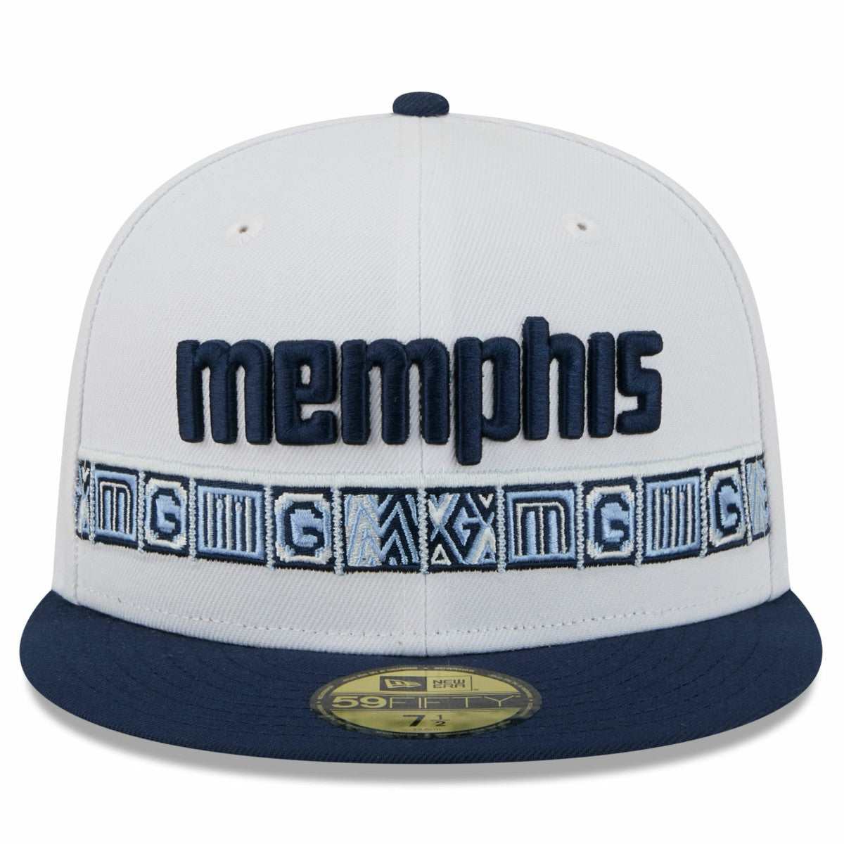 White/Navy Memphis Grizzlies 2025/26 City Edition 59FIFTY Fitted Hat | NBA
