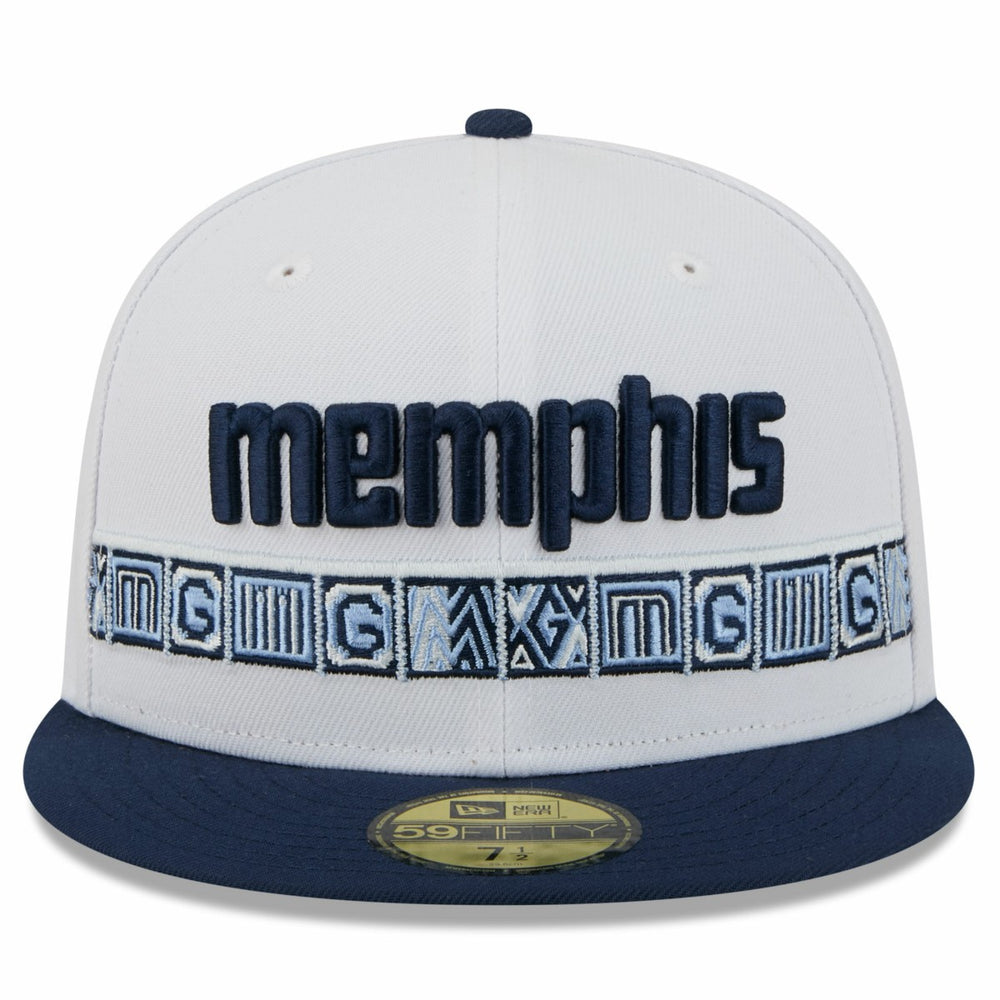 White/Navy Memphis Grizzlies 2025/26 City Edition 59FIFTY Fitted Hat | NBA