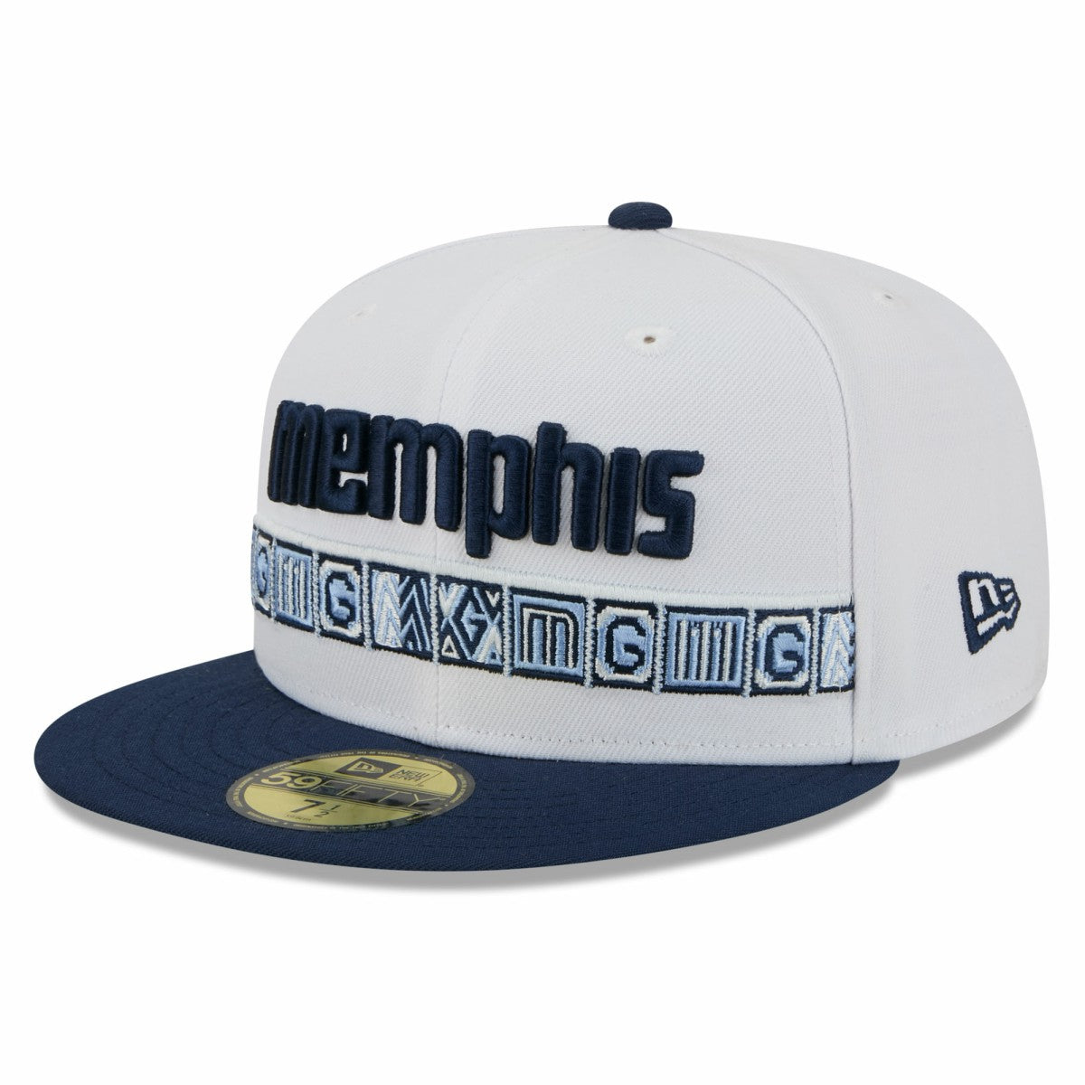 White/Navy Memphis Grizzlies 2025/26 City Edition 59FIFTY Fitted Hat | NBA