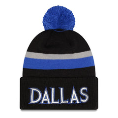 Black/Blue Dallas Mavericks 2025/26 City Edition Cuffed Knit Hat with Pom sale | NBA