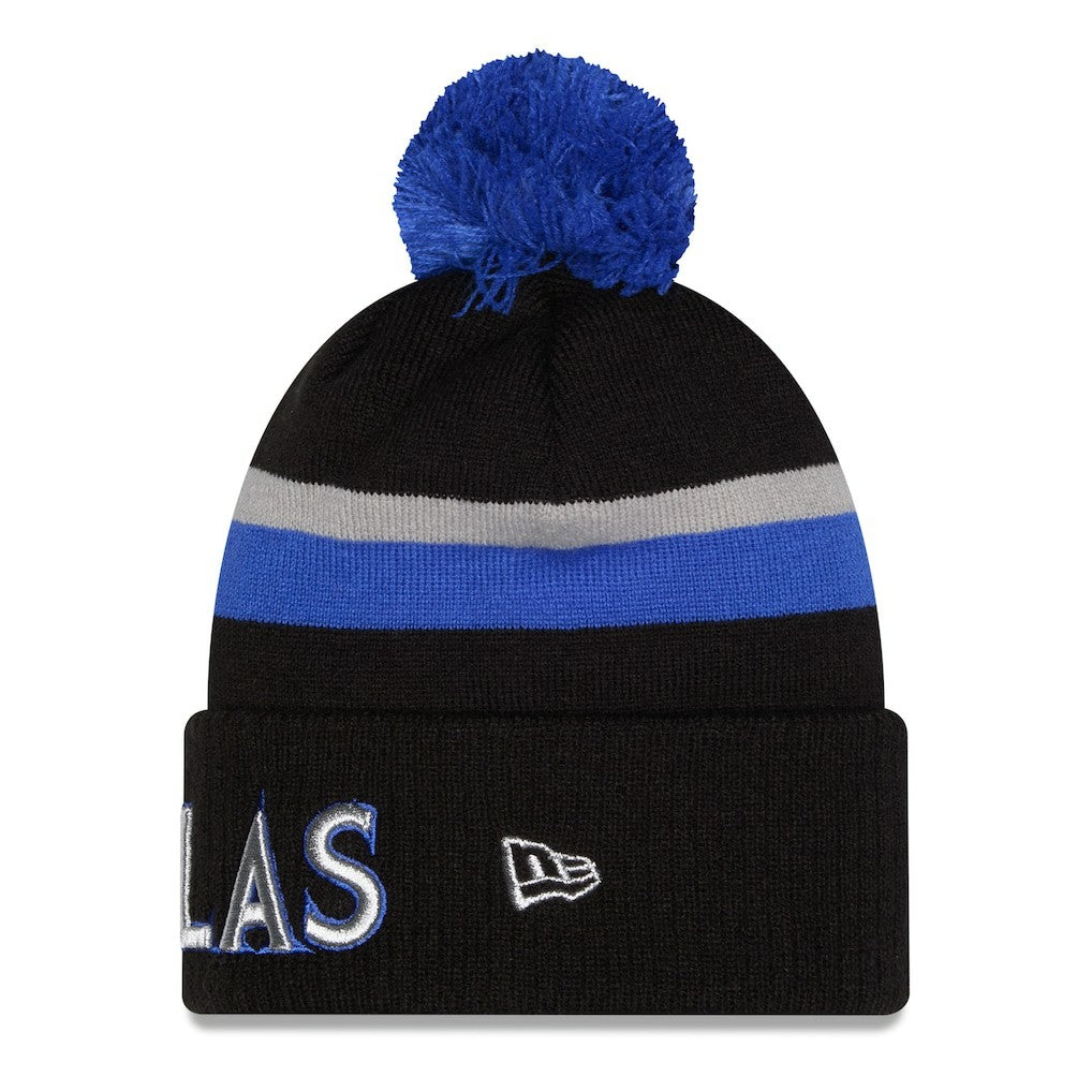Black/Blue Dallas Mavericks 2025/26 City Edition Cuffed Knit Hat with Pom sale | NBA