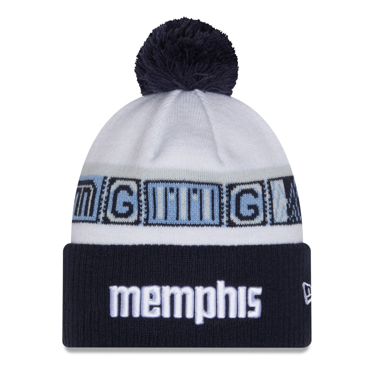 Navy/White Memphis Grizzlies 2025/26 City Edition Cuffed Knit Hat with Pom | NBA