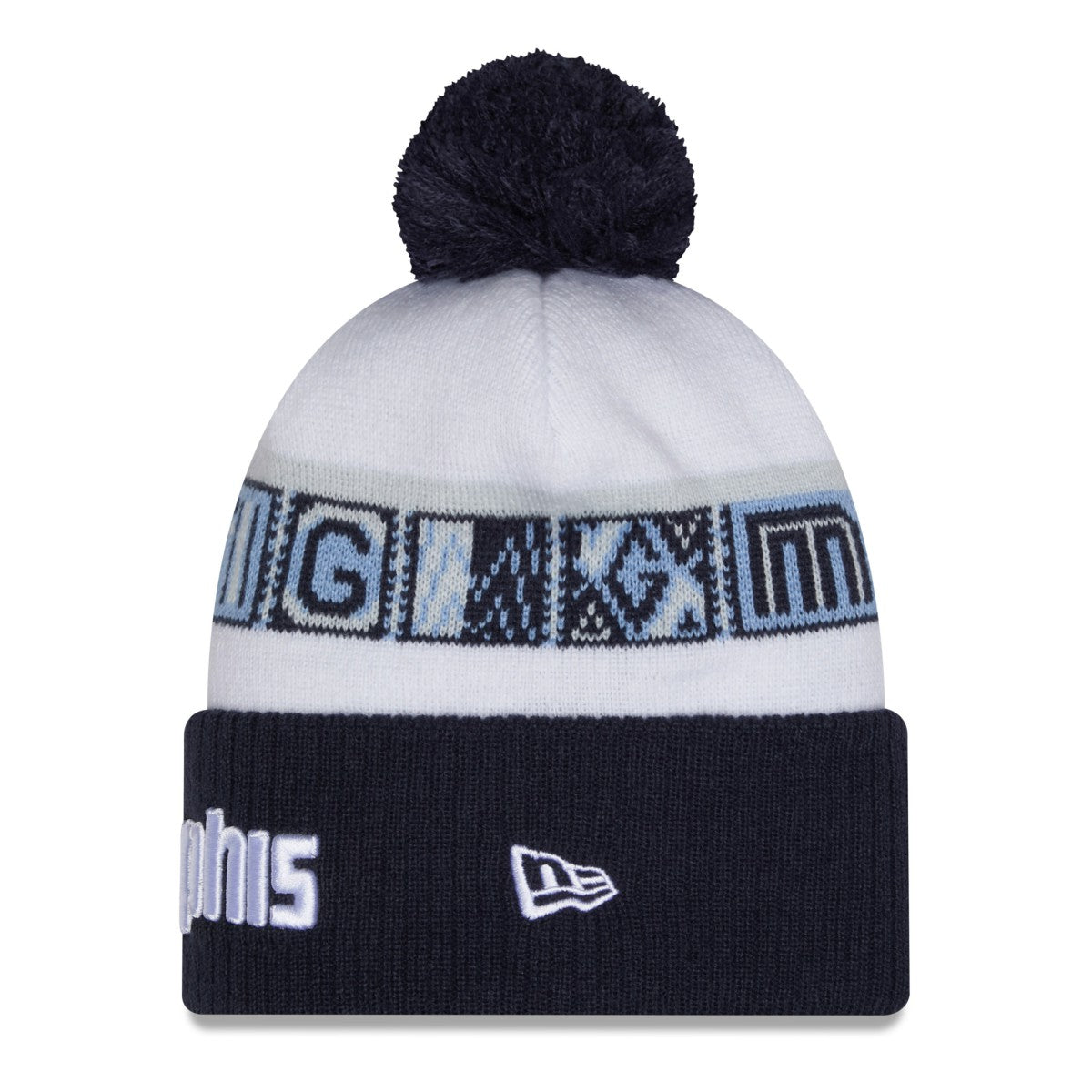 Navy/White Memphis Grizzlies 2025/26 City Edition Cuffed Knit Hat with Pom | NBA