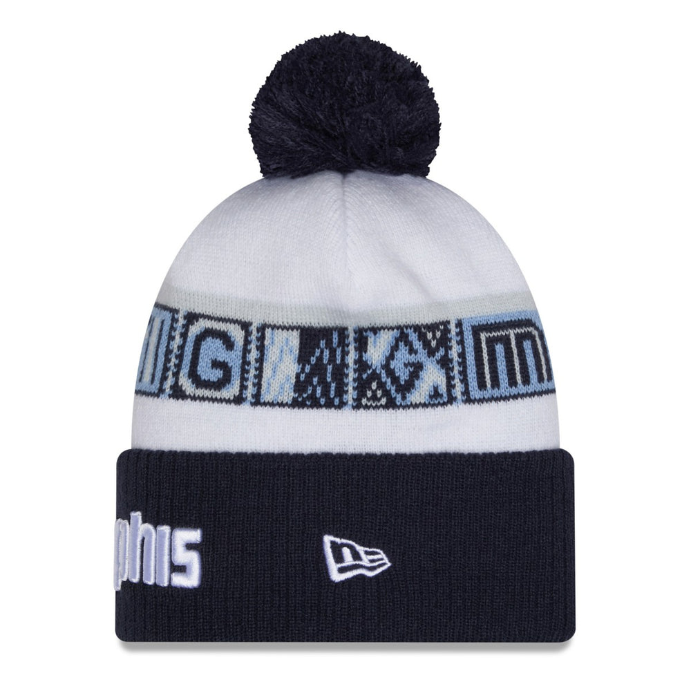 Navy/White Memphis Grizzlies 2025/26 City Edition Cuffed Knit Hat with Pom | NBA