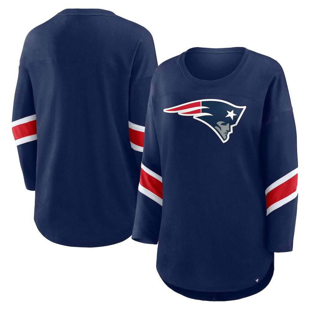 New England Patriots Women's Plus Size Redzone 3/4-Sleeve Scoop Neck T-Shirt | NFL Discount