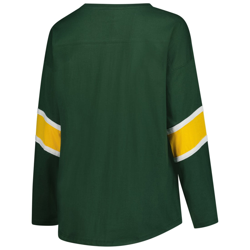 Green Bay Packers Women's Plus Size Redzone 3/4-Sleeve Scoop Neck T-Shirt | NFL Discount