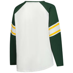 Green Bay Packers Women's Plus Size Redzone Lace Up Long Sleeve T-Shirt | NFL Hot