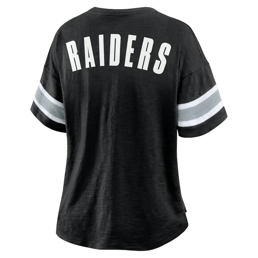 Las Vegas Raiders Women's Plus Size Redzone Notch Neck T-Shirt | NFL New