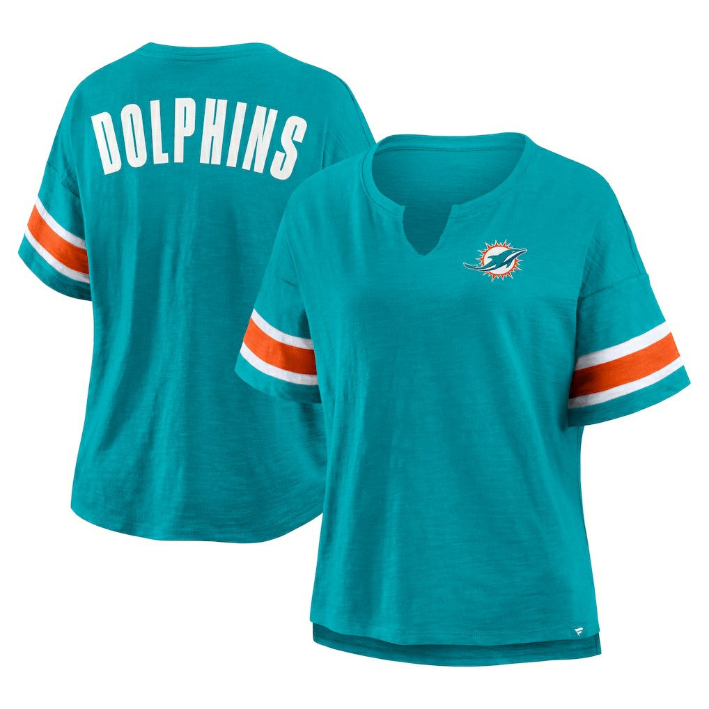 Miami Dolphins Women's Plus Size Redzone Notch Neck T-Shirt | NFL Online