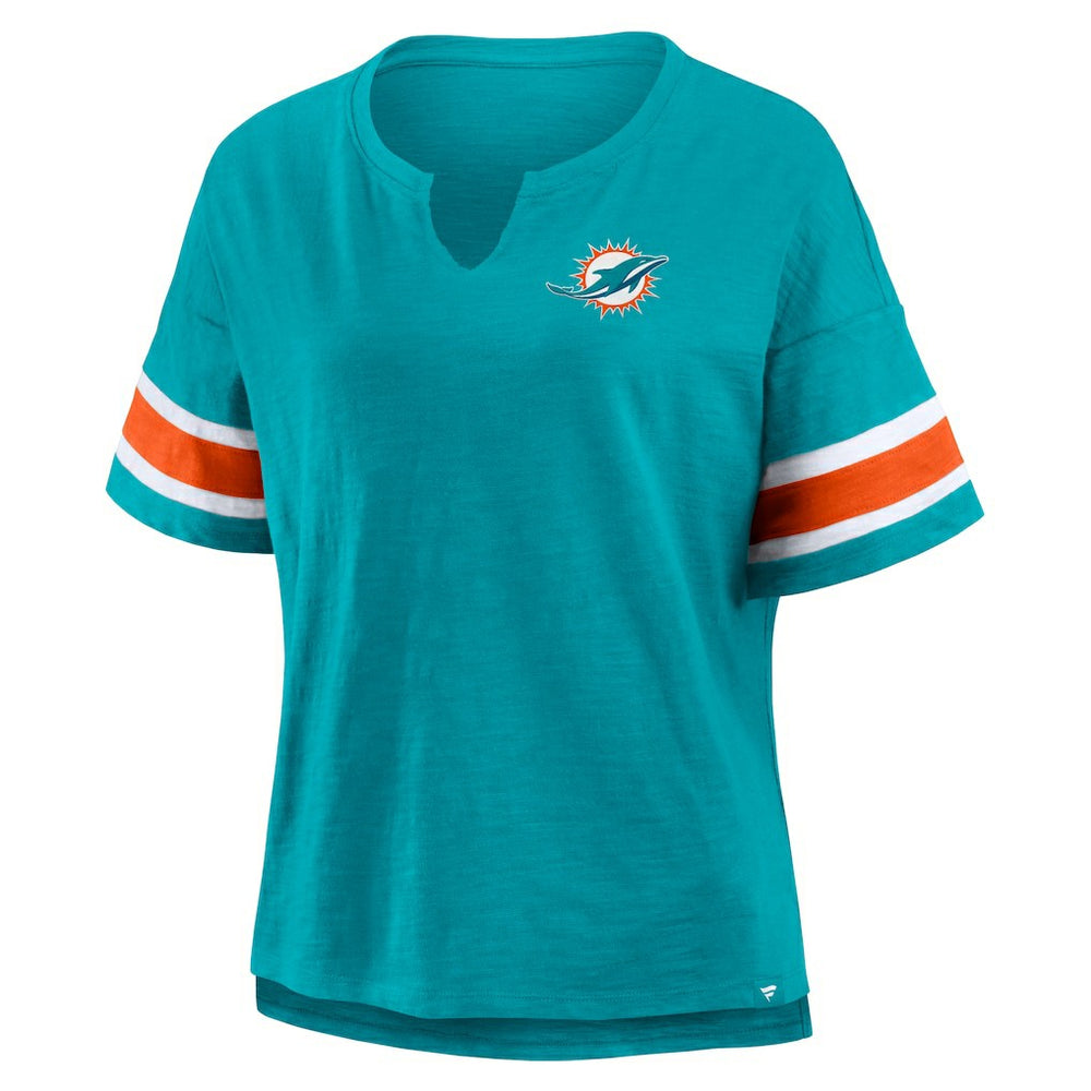 Miami Dolphins Women's Plus Size Redzone Notch Neck T-Shirt | NFL Online