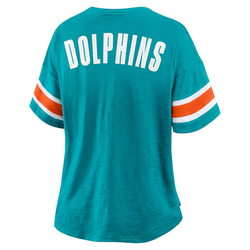Miami Dolphins Women's Plus Size Redzone Notch Neck T-Shirt | NFL Online
