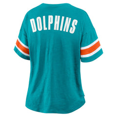 Miami Dolphins Women's Plus Size Redzone Notch Neck T-Shirt | NFL Online