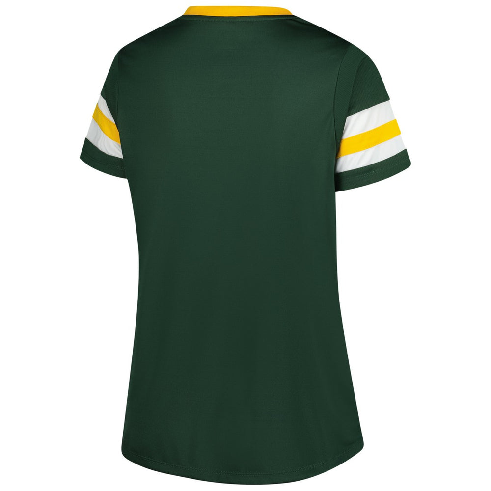 Green Bay Packers Women's Plus Size Rhinestone Redzone Athena Lace-Up Notch Neck T-Shirt | NFL Online