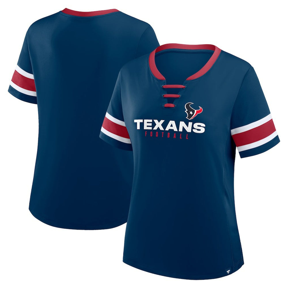 Houston Texans Women's Plus Size Red Zone Athena Lace-Up V-Notch Neck T-Shirt | NFL Near me